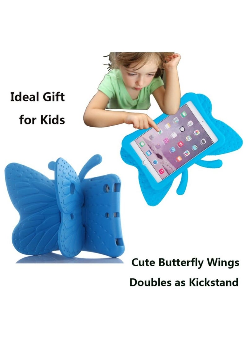 إلترازون iPad Mini Case for Kids, Cute Butterfly Wing Double as Stand Light Weight Kid-proof Durable EVA Foam Protective Tablet Bumper Cover for Apple iPad mini 1/2/3/4 - Blue - Image 2