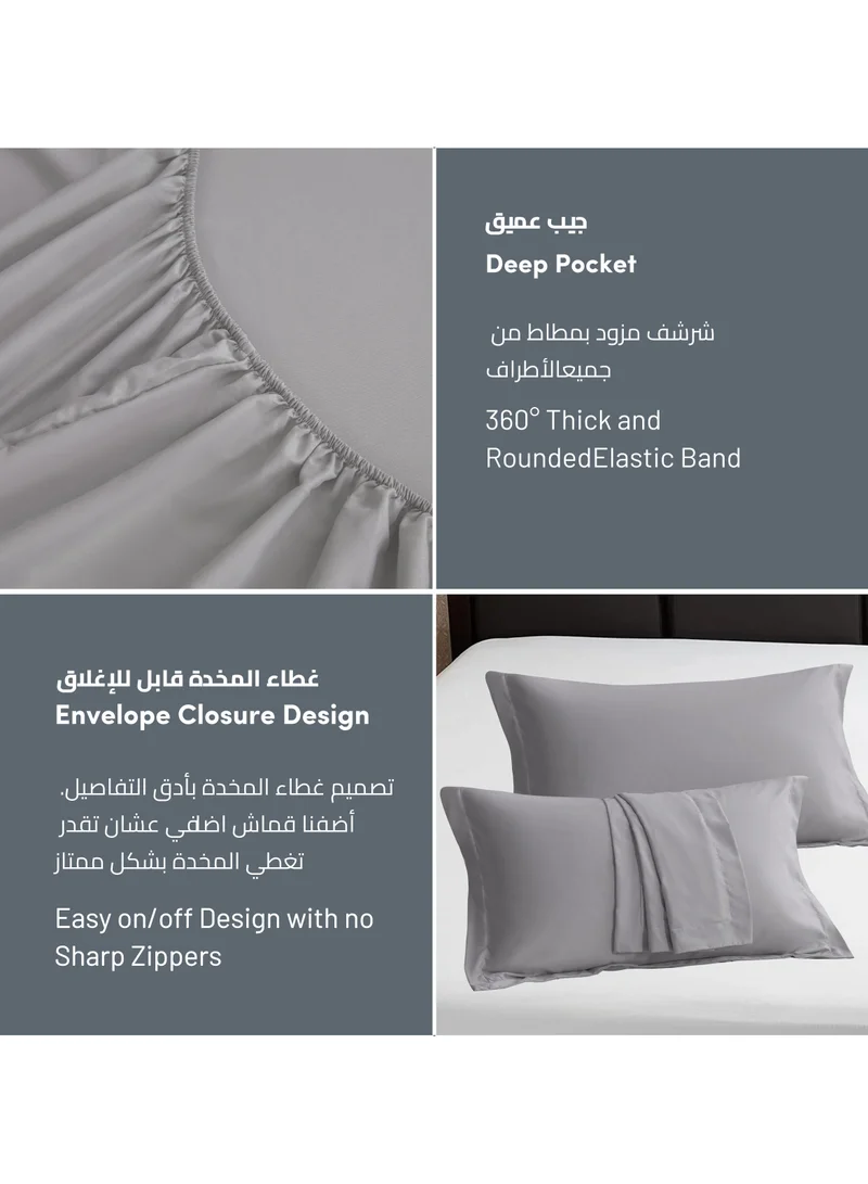 Donetella Bedding Fitted Sheet - Fits 200x200 Cm For Super King Bed - 3 Pcs (1 Fitted Sheet and 2 Pillowcases) - 35 Cm Deep Pocket - Solid Bed Sheet