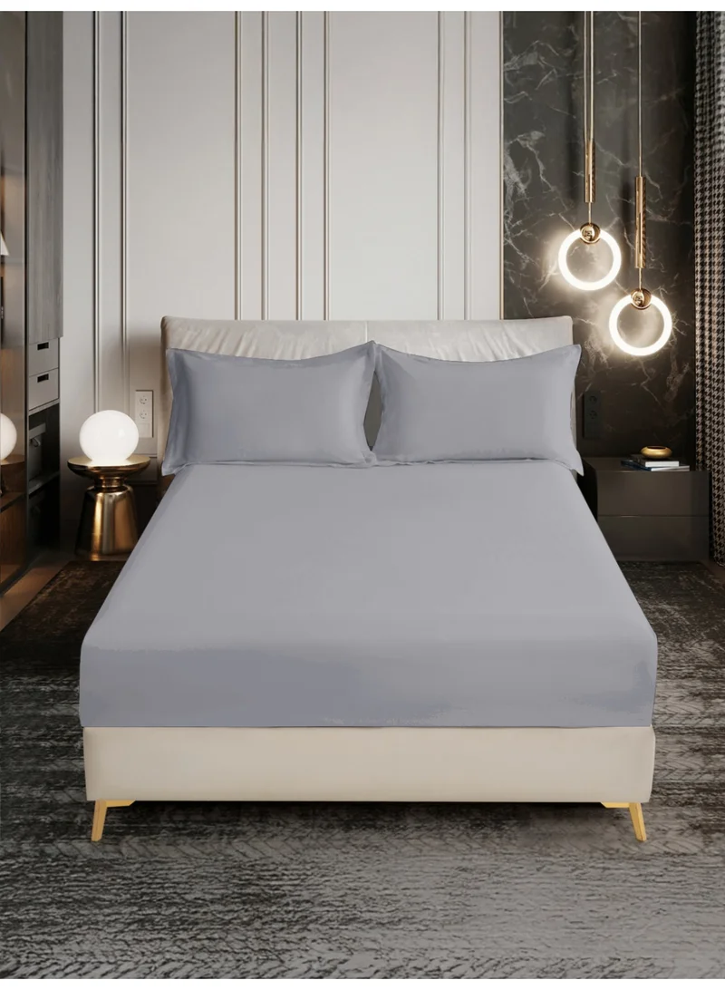 Donetella Bedding Fitted Sheet - Fits 200x200 Cm For Super King Bed - 3 Pcs (1 Fitted Sheet and 2 Pillowcases) - 35 Cm Deep Pocket - Solid Bed Sheet