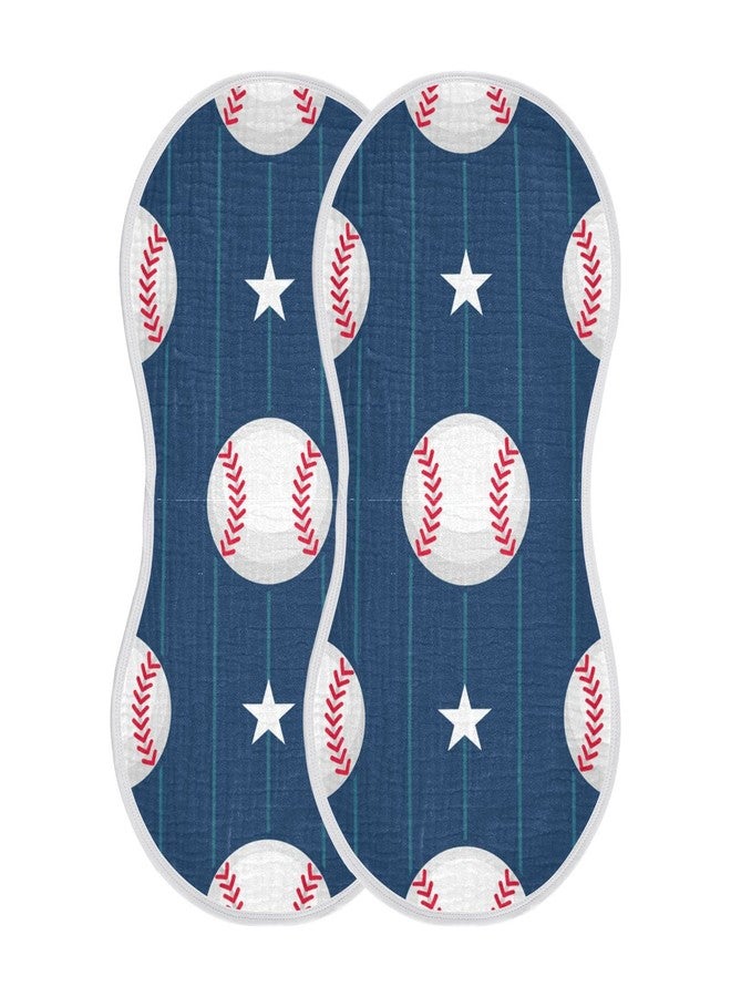 WELLDAY Muslin Baby Burp Cloths Set of 1, Soft Absorbent Baseball Stripe Muslin Washcloths, Bibs, Face Towel for Newborn Boys Girls, 22 x 11 Inch - Image 1