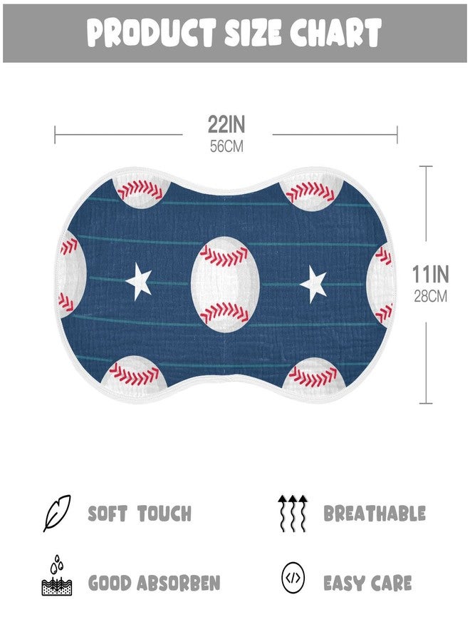 WELLDAY Muslin Baby Burp Cloths Set of 1, Soft Absorbent Baseball Stripe Muslin Washcloths, Bibs, Face Towel for Newborn Boys Girls, 22 x 11 Inch - Image 3