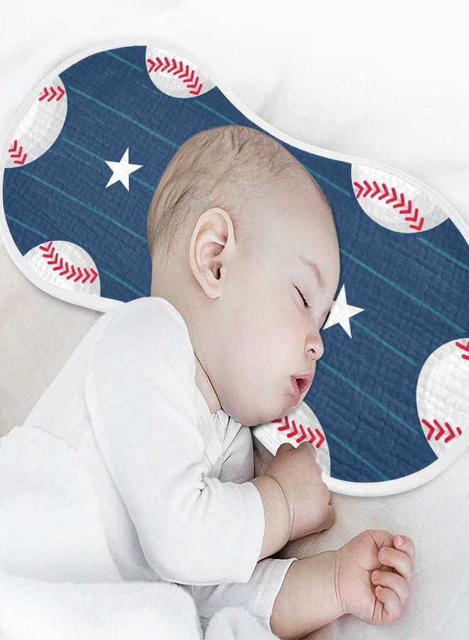 WELLDAY Muslin Baby Burp Cloths Set of 1, Soft Absorbent Baseball Stripe Muslin Washcloths, Bibs, Face Towel for Newborn Boys Girls, 22 x 11 Inch - Image 5
