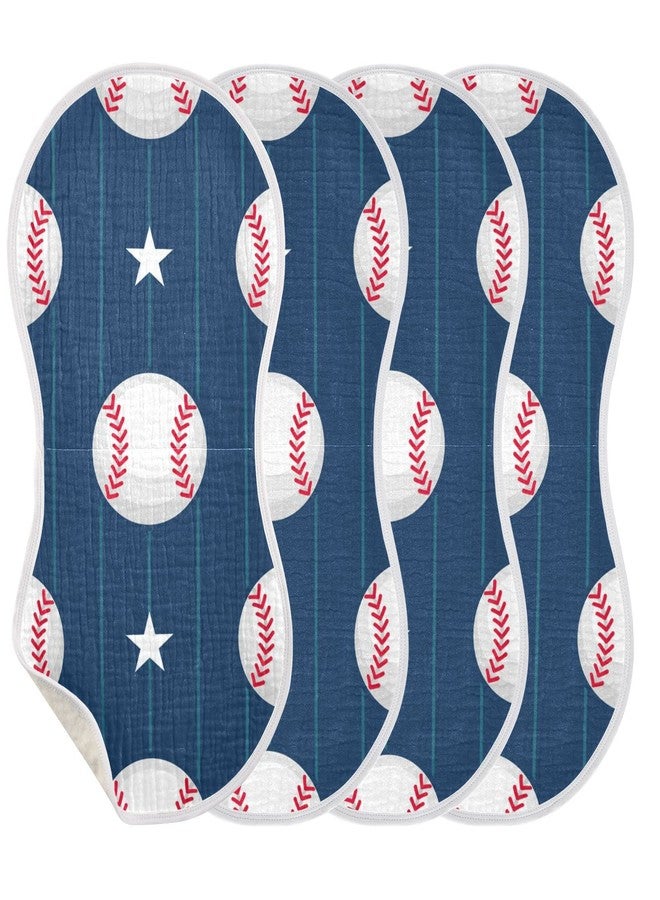 WELLDAY Muslin Baby Burp Cloths Set of 1, Soft Absorbent Baseball Stripe Muslin Washcloths, Bibs, Face Towel for Newborn Boys Girls, 22 x 11 Inch - Image 2