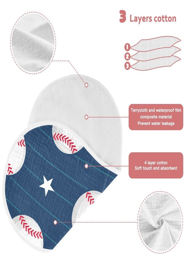 WELLDAY Muslin Baby Burp Cloths Set of 1, Soft Absorbent Baseball Stripe Muslin Washcloths, Bibs, Face Towel for Newborn Boys Girls, 22 x 11 Inch - Image 4