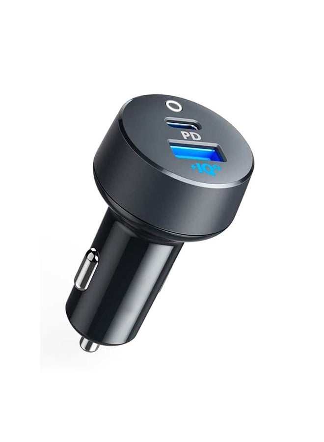 USB C Car Charger, 35W PowerDrive PD＋ 2 Car Adapter With 20W PD Port For iPad, iPhone 12/12 Pro and 15W Fast Charge Port For Samsung S10/S9/S8 Black - Image 1