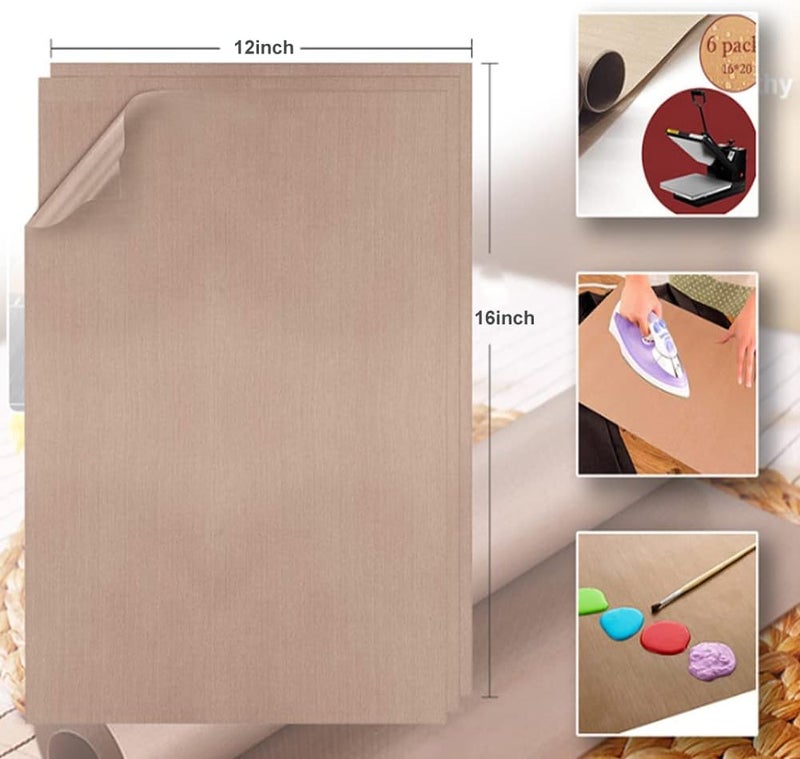 Akblaklsa 5 Pack Teflon Sheets for Baking, 12×16 Inch Reusable Baking Sheet Liners for Heat Press Transfer Sheet, Heat Resistant, Non-stick, Reusable, Cuttable, Good Choice for Heat Press and Baking - Image 4