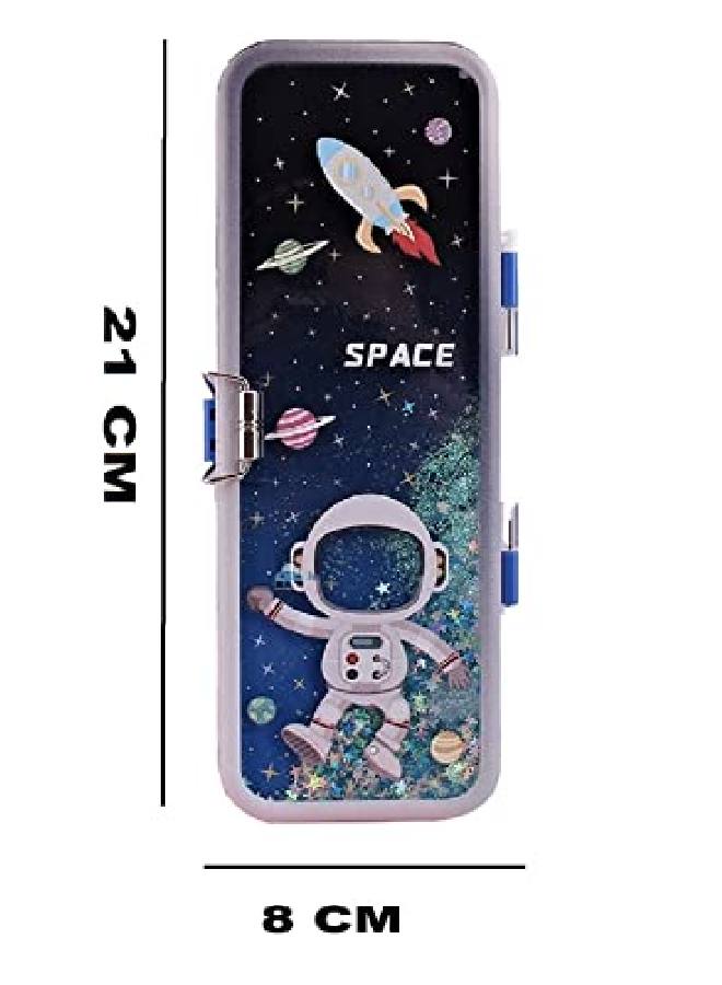 FunBlast صندوق أقلام للأطفال بتصميم مستكشف الفضاء - علبة أقلام فاخرة للأولاد والبنات - مجموعة تنظيم أقلام مكتبية للبنات/هدية عيد ميلاد/هدية عودة (فضاء) - Image 4