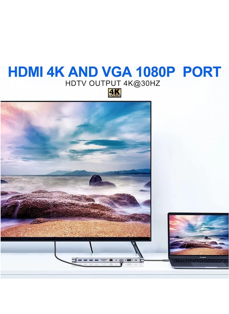 JAJEEK 11-in-1 USB C Docking Station with 4K HDMI, VGA, SD/TF Card Reader, 4 USB 3.0 Ports, RJ45 Ethernet – MacBook, Mac Pro, iMac & More – Multi-Port Adapter for Enhanced Productivity & Seamless Connectivity - Image 5