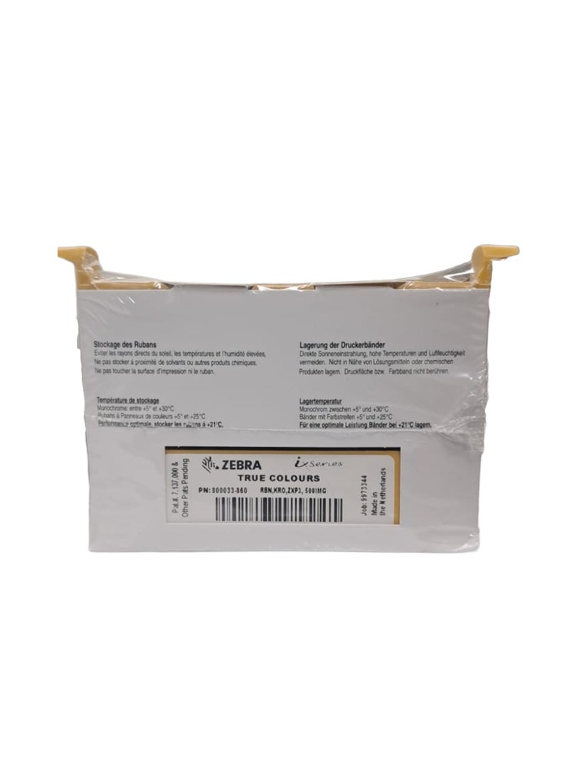 Zebra ZXP Series 3 800033-860 Ribbon Black Resin + Overlay Ribbon (KrO) - 500 Print - Image 2