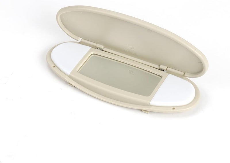 DEMULAX Beige Car Sun Visor Vanity Mirror Cover - Image 1