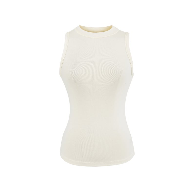 2026 Women's Chic Crew Neck Slim Fit Sleeveless Plain Cami Top - Image 2