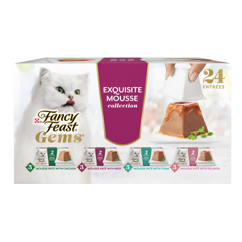 Fancy Feast Gems Pate Cat Food Mousse and a Halo of Savory Gravy Wet Cat Food Variety Pack - (Pack of 12) 4 oz. Boxes - Image 1