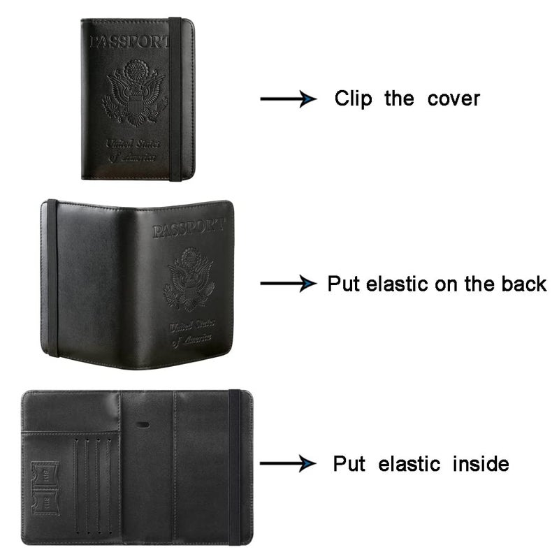 PASCACOO Passport Holder Cover Wallet Travel Essentials RFID Blocking Leather Card Case International Must Haves Travel Accessories for Women Men(113#Black)  - Image 5