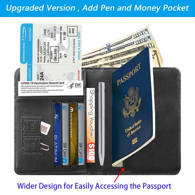PASCACOO Passport Holder Cover Wallet Travel Essentials RFID Blocking Leather Card Case International Must Haves Travel Accessories for Women Men(113#Black)  - Image 2
