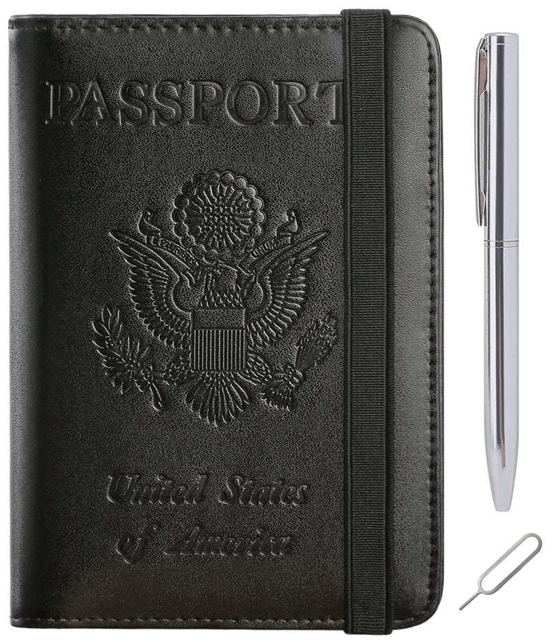PASCACOO Passport Holder Cover Wallet Travel Essentials RFID Blocking Leather Card Case International Must Haves Travel Accessories for Women Men(113#Black)  - Image 1