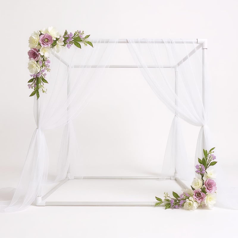 Beyeutao Photo Backdrop Stand W7.2 x L7.2 x H7.2 FT Square Banner Stand White Backdrop Support Kit Adjustable Pipe and Drape Background Frame for Birthday Party Video Studio - Image 1