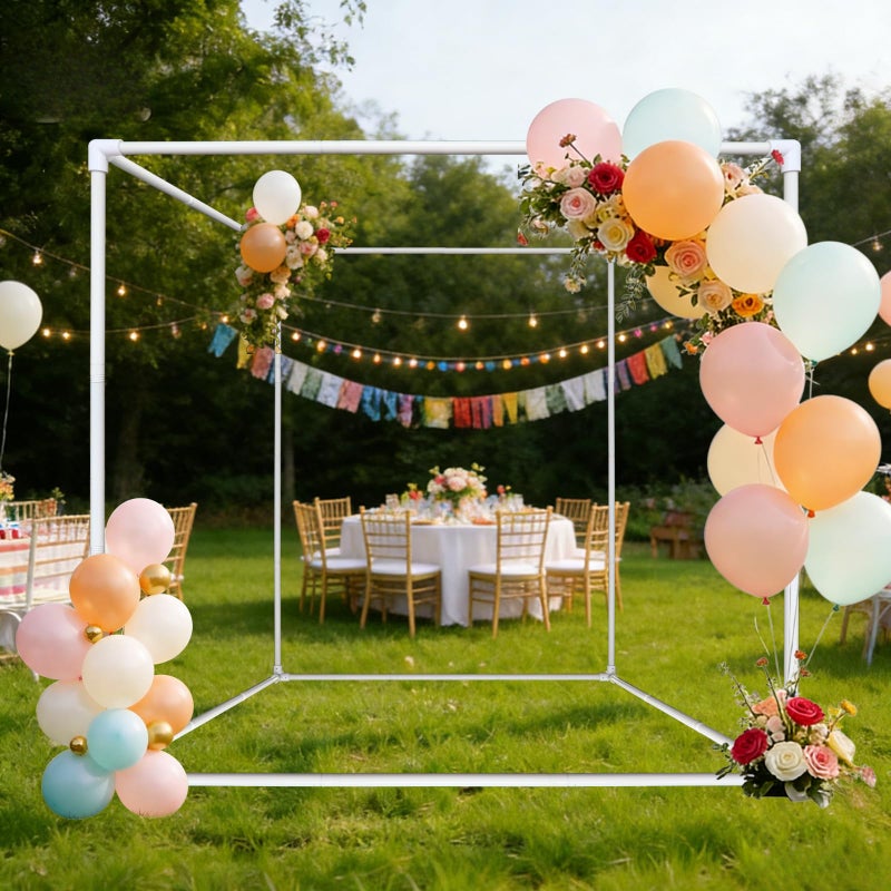 Beyeutao Photo Backdrop Stand W7.2 x L7.2 x H7.2 FT Square Banner Stand White Backdrop Support Kit Adjustable Pipe and Drape Background Frame for Birthday Party Video Studio - Image 5