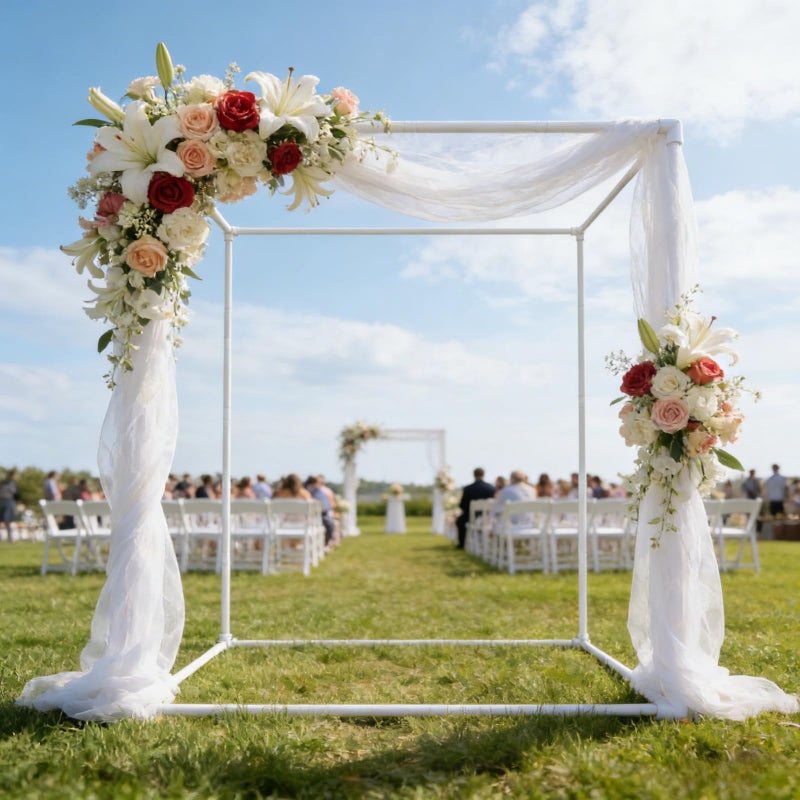 Beyeutao Photo Backdrop Stand W7.2 x L7.2 x H7.2 FT Square Banner Stand White Backdrop Support Kit Adjustable Pipe and Drape Background Frame for Birthday Party Video Studio - Image 2