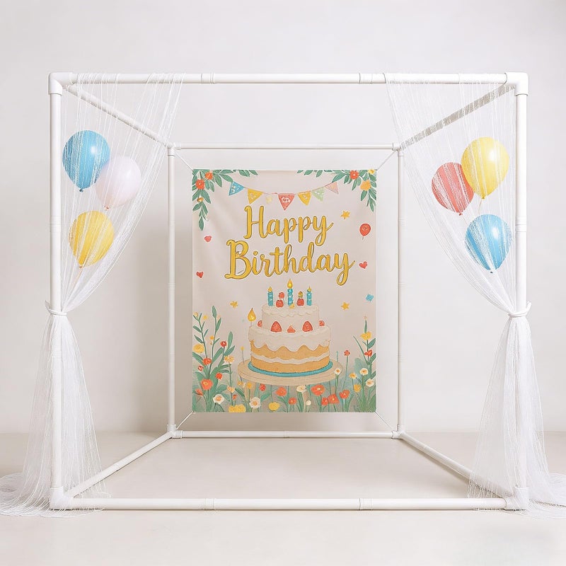 Beyeutao Photo Backdrop Stand W7.2 x L7.2 x H7.2 FT Square Banner Stand White Backdrop Support Kit Adjustable Pipe and Drape Background Frame for Birthday Party Video Studio - Image 3