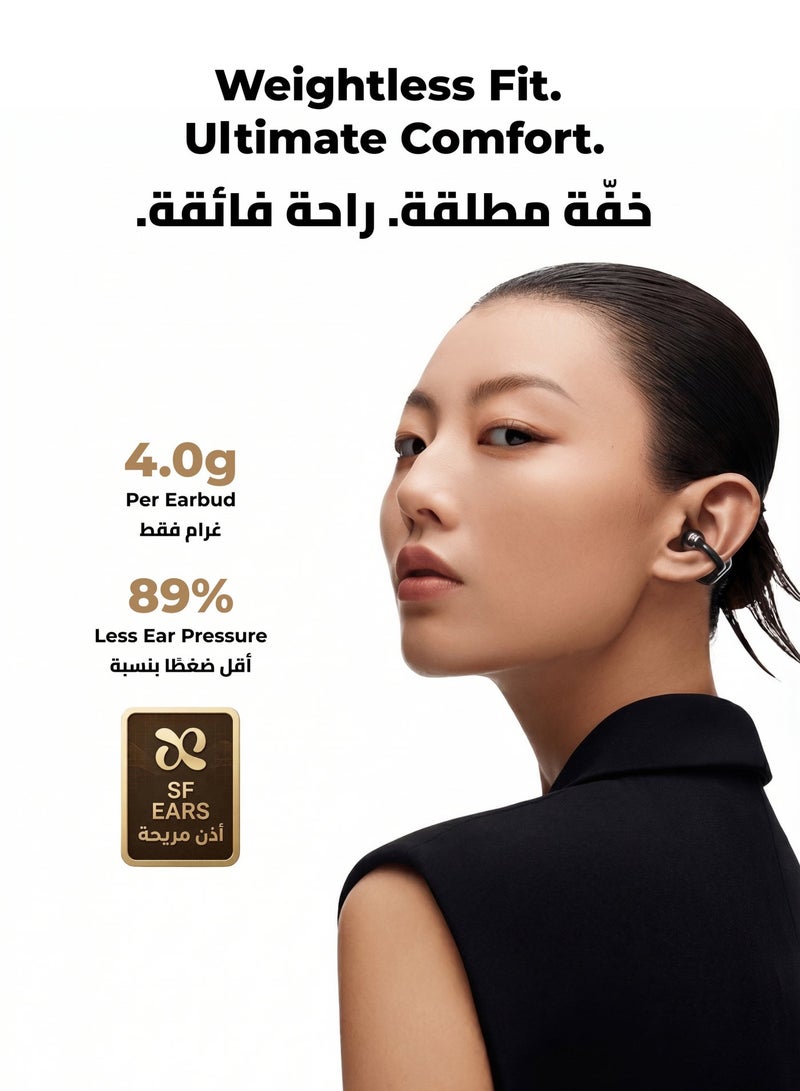 ساناج سماعات SANAG S6S Pro II اللاسلكية، سماعات بلوتوث 5.3 مفتوحة بمشبك الأذن، صوت Hi-Fi بمحرك مزدوج، مكالمات واضحة كالكريستال بميكروفون ثنائي ENC، عمر بطارية طويل 42 ساعة، رياضية مقاومة للعرق IPX4، متوافقة مع نظامَي iOS و Android — أسود - Image 4