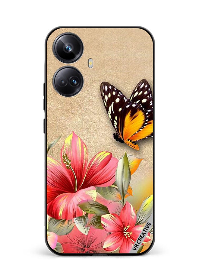 VR CREATIVE Protective Case Cover For Realme 10 Pro Plus Brown Butterfly On Flower Design Multicolour - Image 1