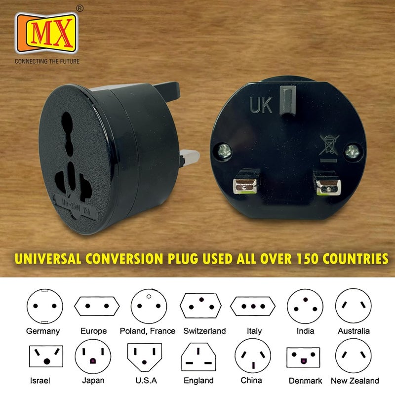 MX MX UK Plug Type G Universal Travel Adapter 3 Pin Round Shape Travel Power Plug Converter Compatible in UK Countries UK Adapter for Indian Flat Pin Socket Perfect for Laptop Camera Charger  - Image 5