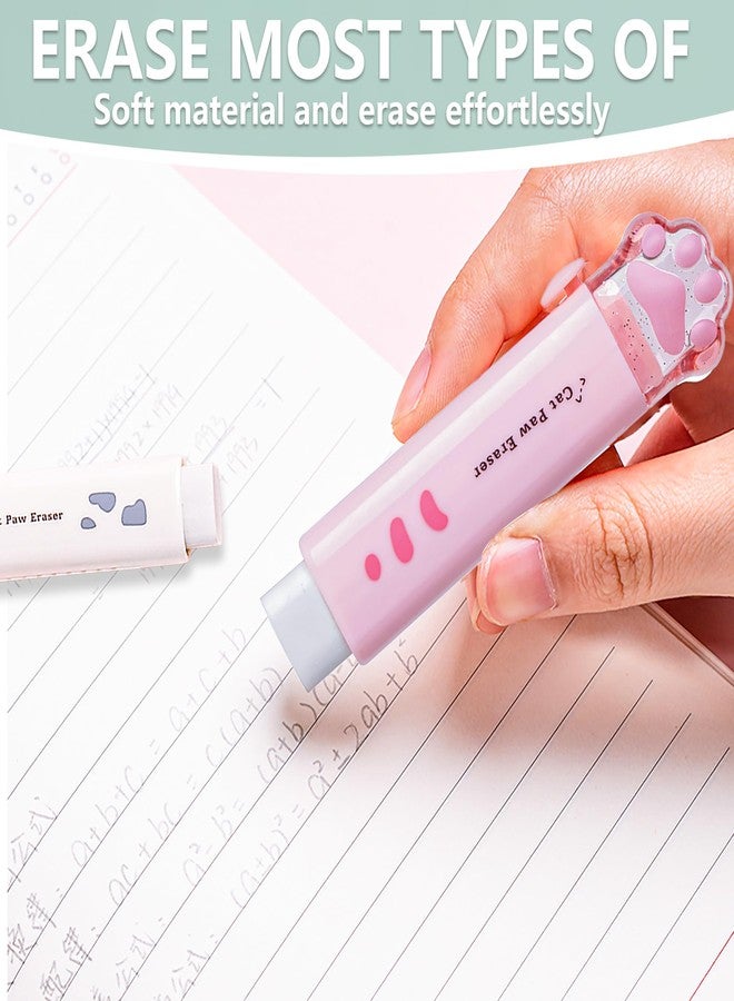Daphilly 4Pcs Cat's Paw Cute Stationery Set,Cute School Supplies,Including 2 Cute Pencil Sharpeners and 2 Retractable Erasers, for Kawaii Office School Home Supplies (Cat paw) - Image 3