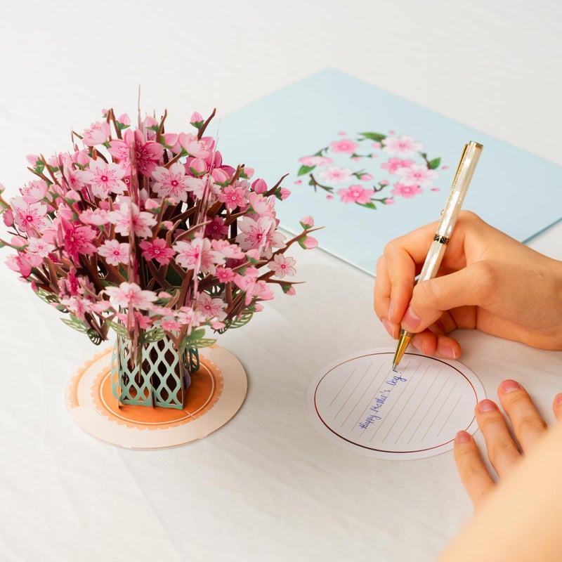 Paper Love 3D Flower Bouquet Mother's Day Pop Up Card, with Cherry Blossom Bouquet Forever Keepsake, Gift for Mother's Day, Birthday, Graduation, Get Well, Thank You, All Occasion - Oversized 10" x 7" Cards - Includes Envelope And Note - Image 4