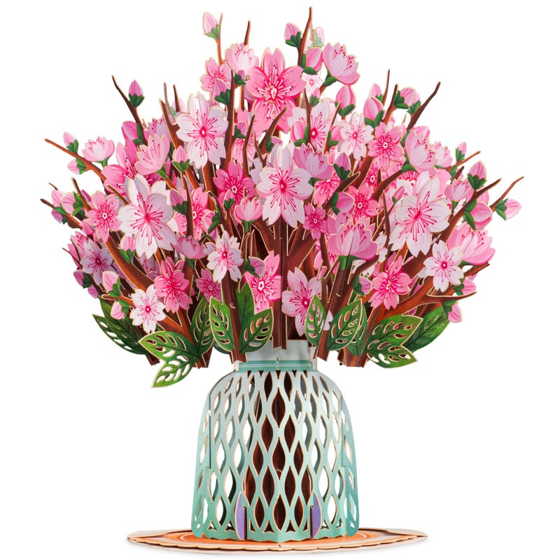 Paper Love 3D Flower Bouquet Mother's Day Pop Up Card, with Cherry Blossom Bouquet Forever Keepsake, Gift for Mother's Day, Birthday, Graduation, Get Well, Thank You, All Occasion - Oversized 10" x 7" Cards - Includes Envelope And Note - Image 1