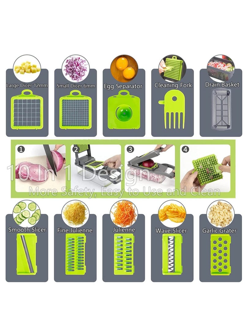 Raxoom Vegetable Chopper, Onion Chopper, Mandolin Slicer,Pro 10 in 1Professional Food Chopper Multi-functional Vegetable Chopper & Slicer, Dicing Machine, AdjustableVegetable Cutter w/Container - Image 3