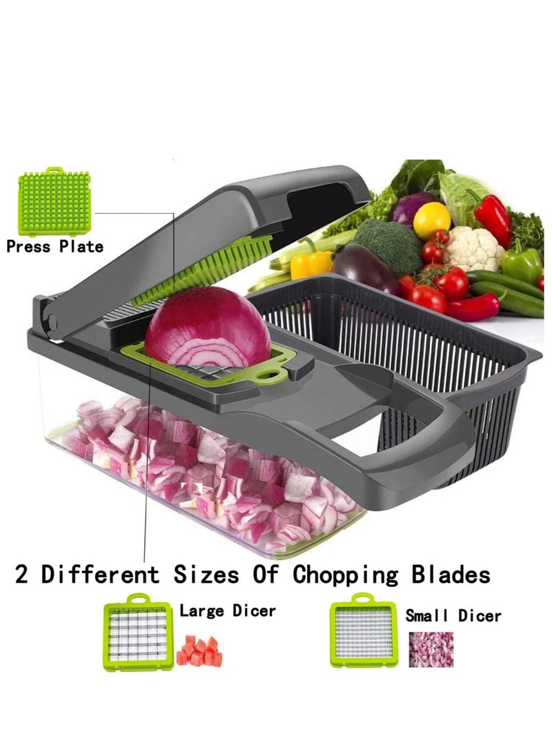 Raxoom Vegetable Chopper, Onion Chopper, Mandolin Slicer,Pro 10 in 1Professional Food Chopper Multi-functional Vegetable Chopper & Slicer, Dicing Machine, AdjustableVegetable Cutter w/Container - Image 4