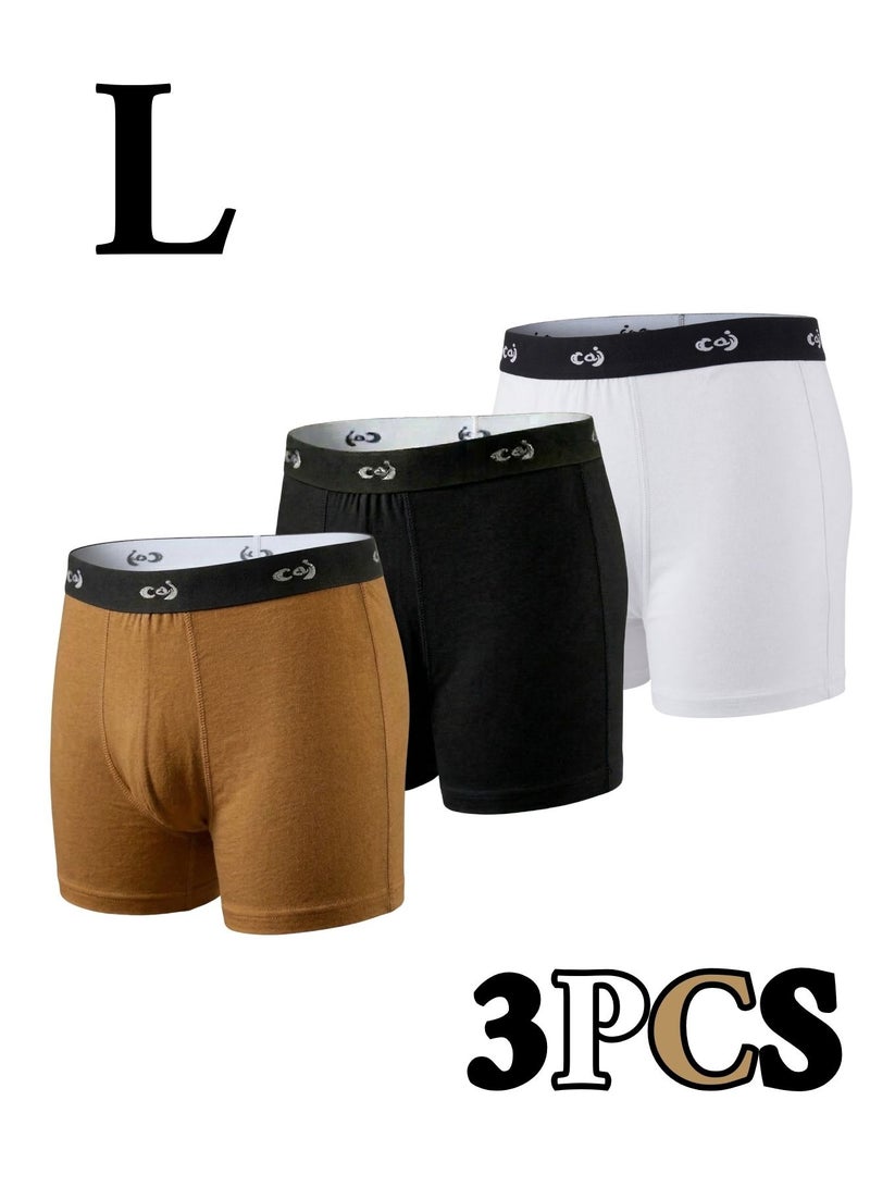 طقم بوكسر رجالي قطن 100% Ultra Comfort (عبوة 3 قطع) - ألوان متعددة وقصة Perfect Fit بخصر مطاطي مرن مقاس  L