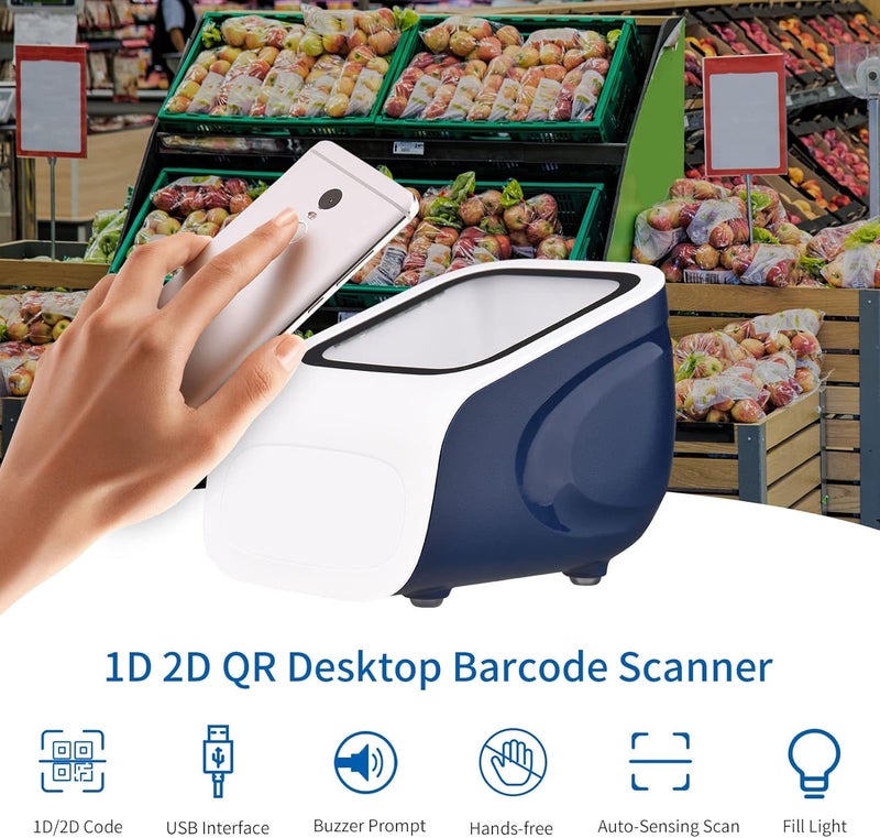 Automatic 1D 2D QR Barcode Scanner, Fast Decoding Scanner, USB Interface with Mobile Payment Use, Ideal for Mobile Payment, White - Image 2