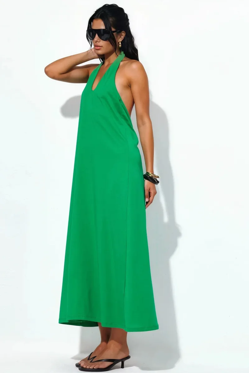 Busem BUSEM Cotton Midi Halter Dress With Slit