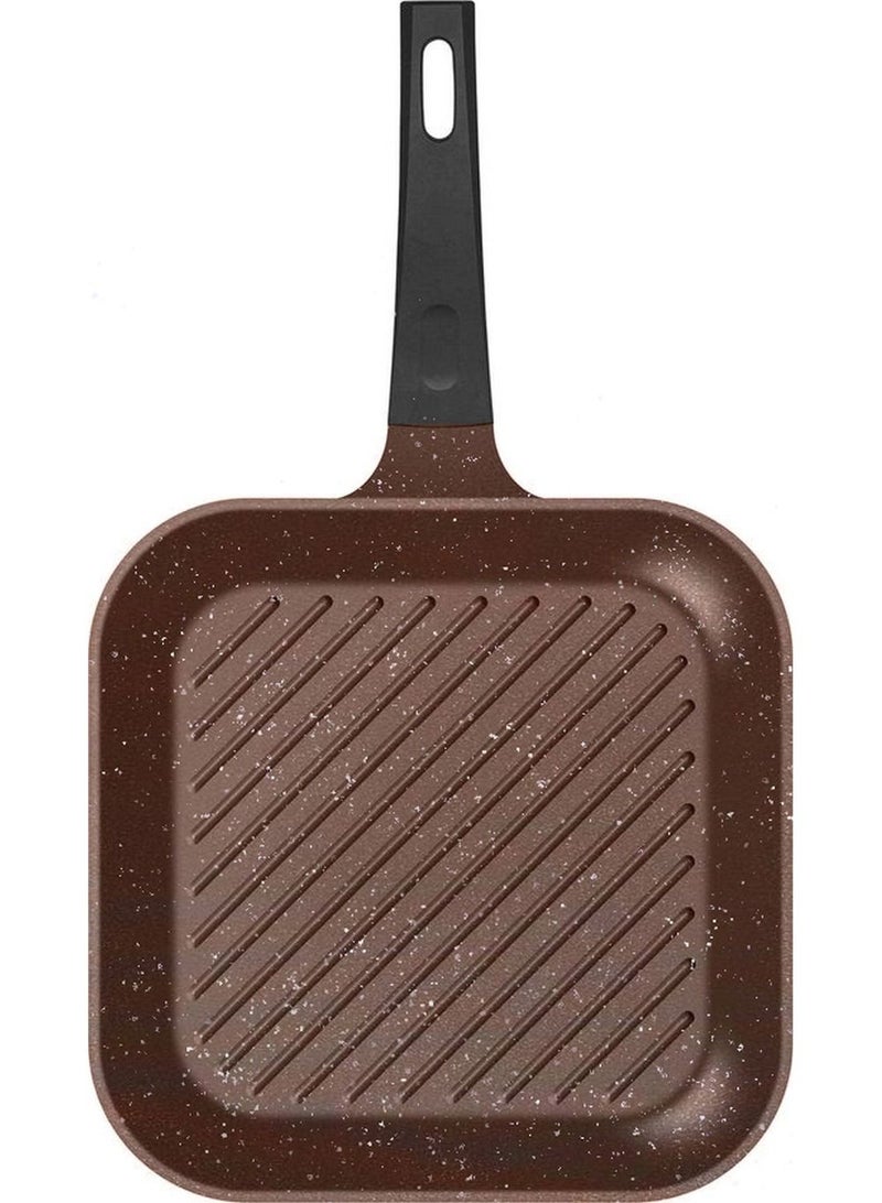 SONEX Die Cast Grill Pan Non Stick Marble Coating 28cm Brown - Image 1