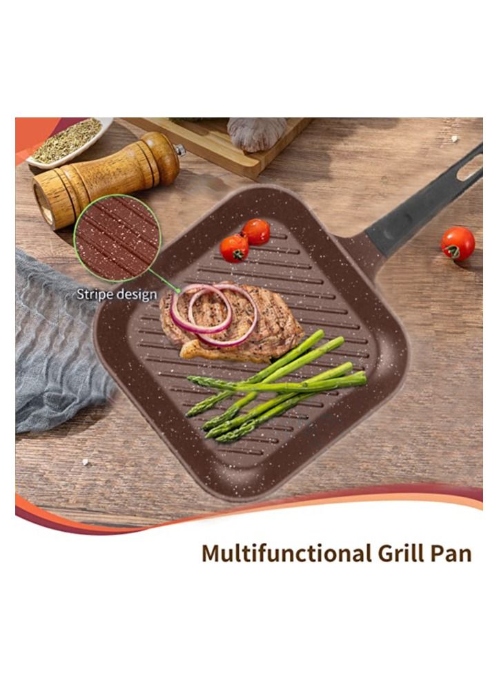 SONEX Die Cast Grill Pan Non Stick Marble Coating 28cm Brown - Image 3