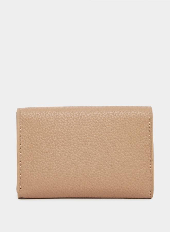 Styli Women Beige Textured Twist Lock Wallet - Image 2