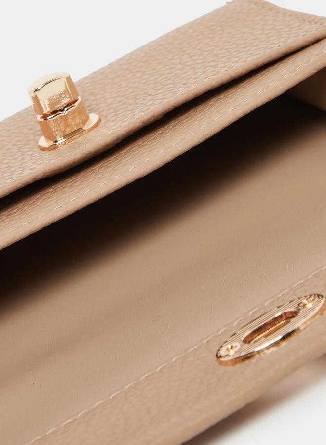 Styli Styli Women Beige Textured Twist Lock Wallet