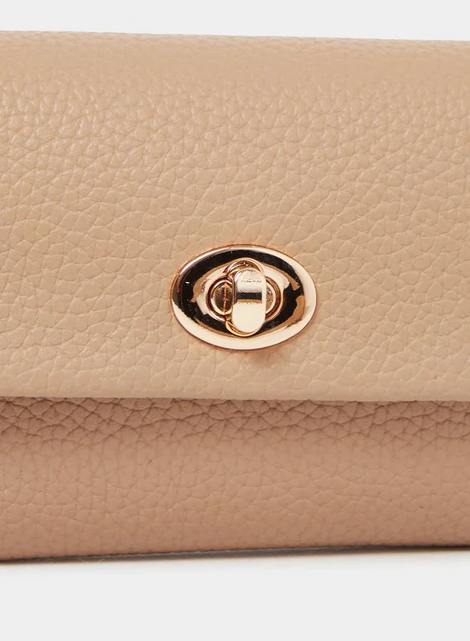 Styli Styli Women Beige Textured Twist Lock Wallet