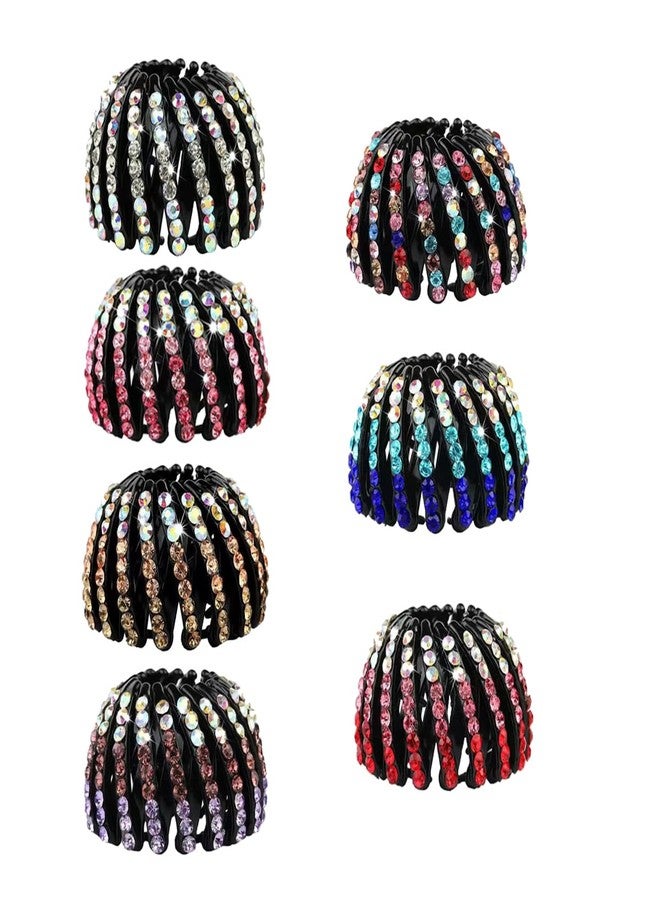 7 Pcs Bird Nest hairpins Hair non-slip design Diamond sparkling expandable bun fixed hair claw for women and girls - Image 2