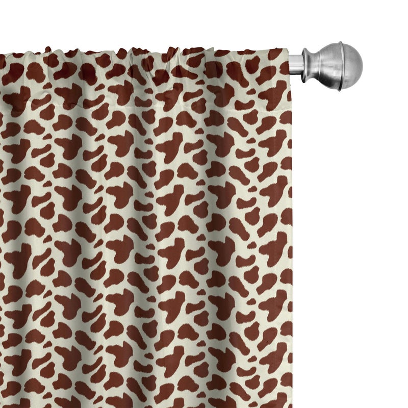 Ambesonne Ambesonne Cow Print Window Curtains  Cattle Skin with Brown Spots Agriculture Cow Oxen Hide Camouflage Pattern  Lightweight Decor 2-Panel Set with Rod Pocket  Pair of - 28"" x 84""  White Brown - Image 1