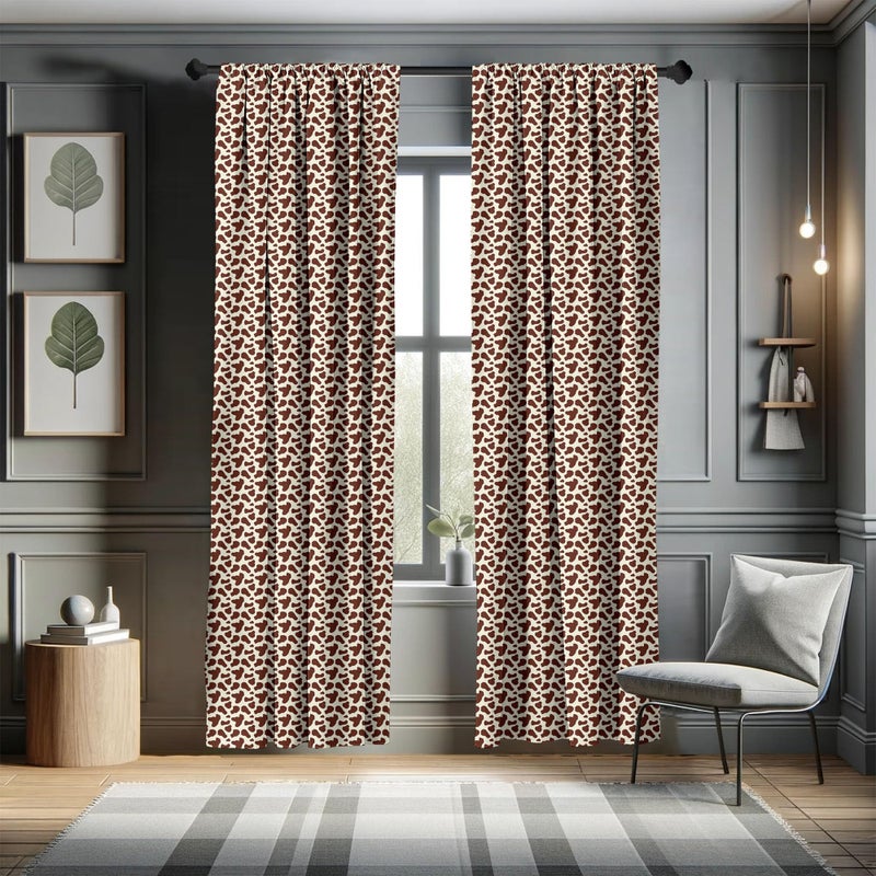 Ambesonne Ambesonne Cow Print Window Curtains  Cattle Skin with Brown Spots Agriculture Cow Oxen Hide Camouflage Pattern  Lightweight Decor 2-Panel Set with Rod Pocket  Pair of - 28"" x 84""  White Brown - Image 5