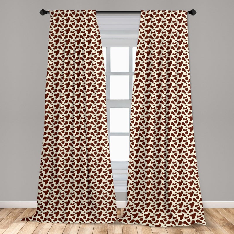Ambesonne Ambesonne Cow Print Window Curtains  Cattle Skin with Brown Spots Agriculture Cow Oxen Hide Camouflage Pattern  Lightweight Decor 2-Panel Set with Rod Pocket  Pair of - 28"" x 84""  White Brown - Image 3