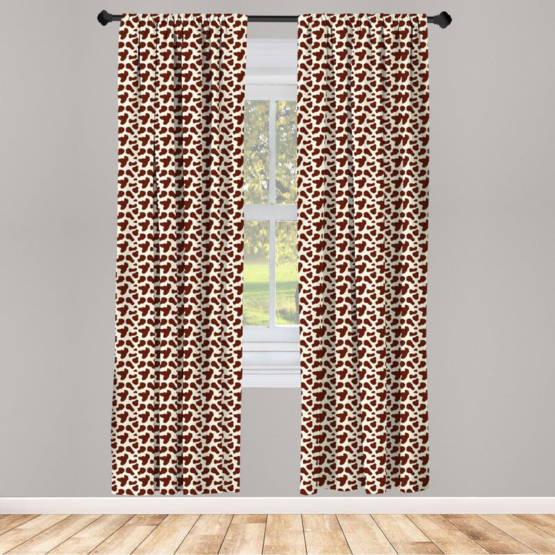 Ambesonne Ambesonne Cow Print Window Curtains  Cattle Skin with Brown Spots Agriculture Cow Oxen Hide Camouflage Pattern  Lightweight Decor 2-Panel Set with Rod Pocket  Pair of - 28"" x 84""  White Brown - Image 2