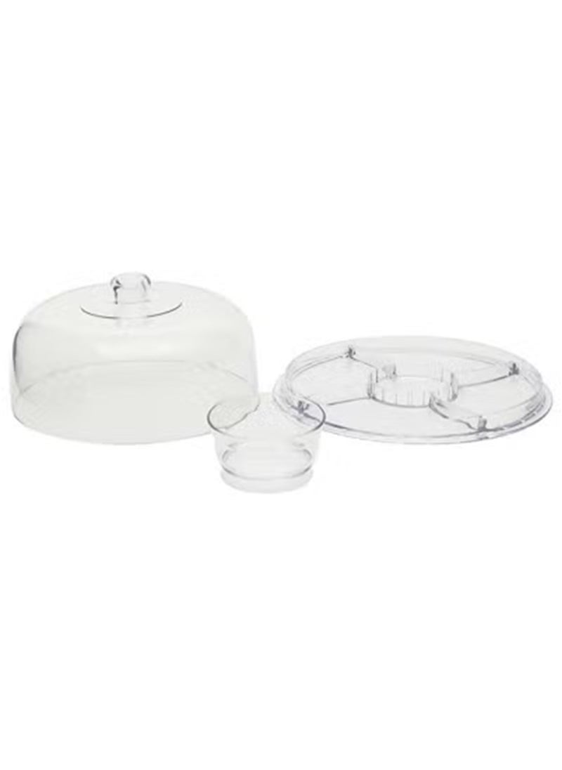 Beauenty Large (12 Inch) 6-in-1 Acrylic Cake Stand with Dome Lid Multipurpose Plate, Salad Bowl/Vegetable Platter/Punch Bowl/Dessert Platter/Fries and Dips  - Image 5