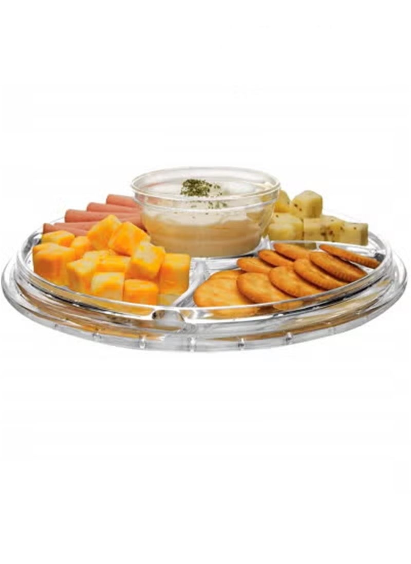 Beauenty Large (12 Inch) 6-in-1 Acrylic Cake Stand with Dome Lid Multipurpose Plate, Salad Bowl/Vegetable Platter/Punch Bowl/Dessert Platter/Fries and Dips  - Image 2