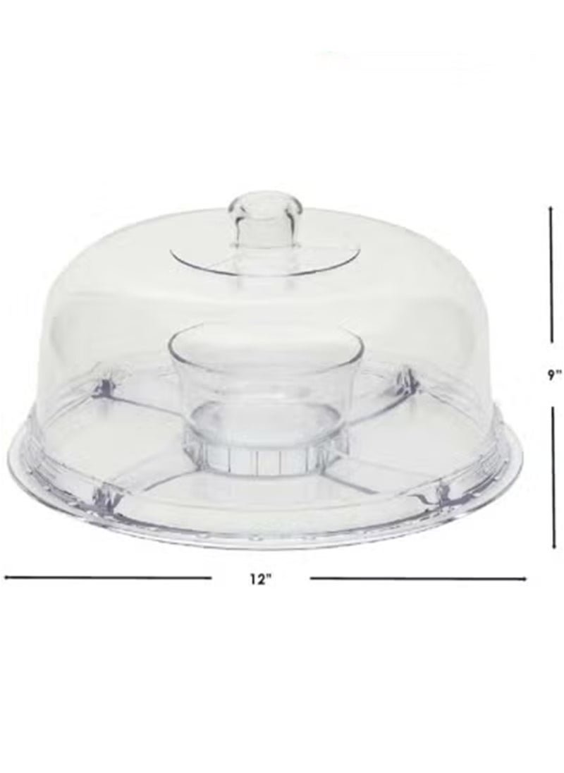 Beauenty Large (12 Inch) 6-in-1 Acrylic Cake Stand with Dome Lid Multipurpose Plate, Salad Bowl/Vegetable Platter/Punch Bowl/Dessert Platter/Fries and Dips  - Image 3