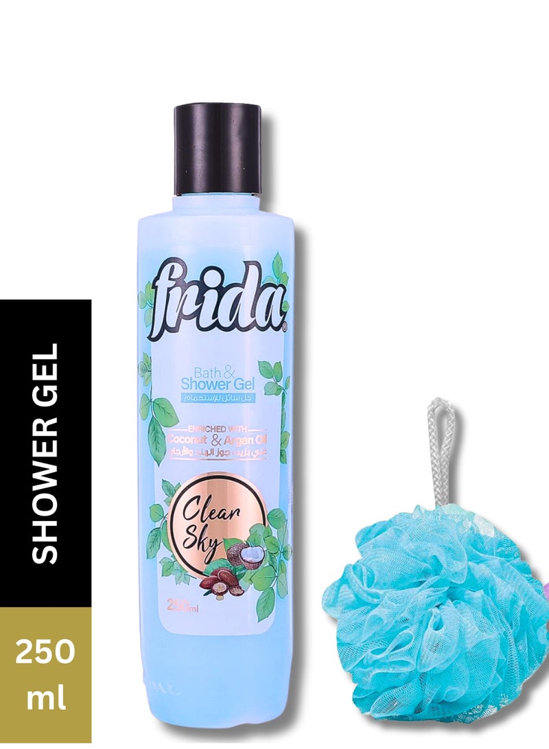 Frida Bath & Shower Gel - Clear Sky, 250ml + Lofa Multi Color - Image 1