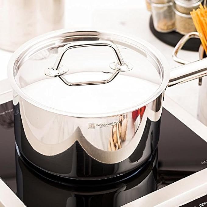 ريستورنت وير غطاء فقط غطاء ميت لوكس لوعاء صلصة حثي سعة 35 كوارت، غطاء واحد لوعاء صلصة عميق، وعاء صلصة يباع بشكل منفصل مع مقبض، غطاء من الفولاذ المقاوم للصدأ لوعاء الطهي بلمسة نهائية من المرآة - Image 3