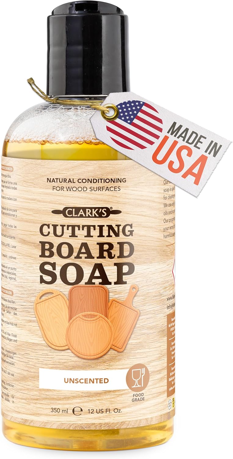 clarks Cutting Board Cleaner Unscented - Soap for Butcher Block, Countertop and Utensils - Cleans and Restores Wood - Use Before Food Grade Mineral Oil - Image 1